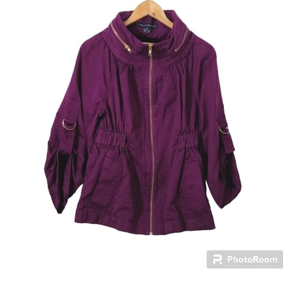French Connection Jackets & Blazers - French Connection Underground Purple Twill Cotton & Linen Jacket Women's Size 10